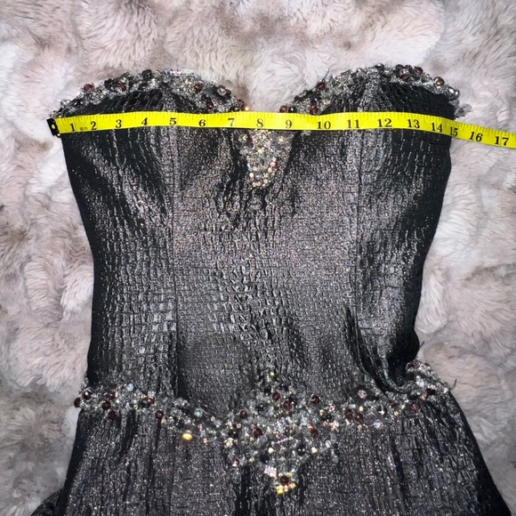 Stunning Gunmetal Gray Gown Embellished: Terani Mermaid Dress, Size 2 - Picture 12 of 17